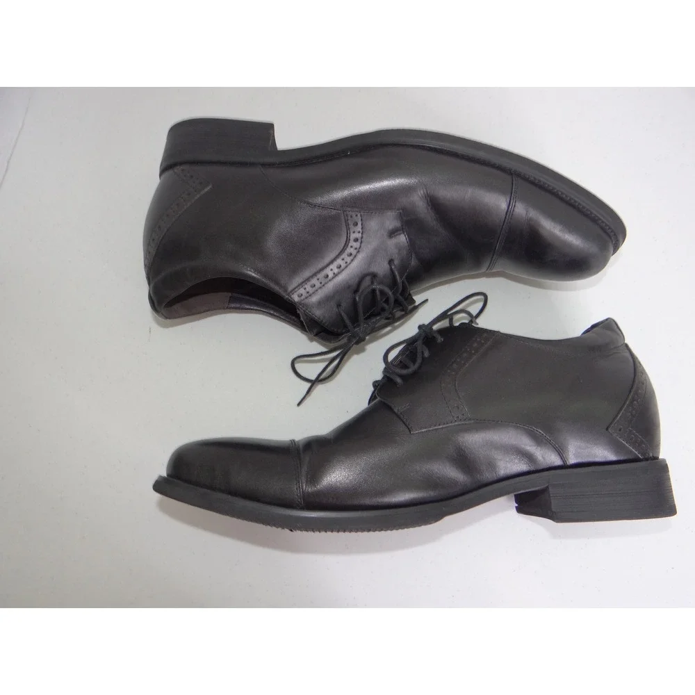 Calto Mens Black Leather Elevator Dress Shoes Cap Toe Oxford S3705 US 12